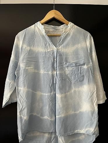 Bluze: Ženska košulja/bluza sa tie-dye efektom u svetloplavim i belim — 1