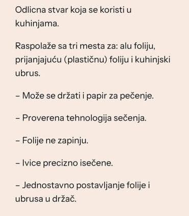 Ostala kuhinjska oprema: Držač za ubruse i folije 👌 Cena 2000 din
Viki — 1