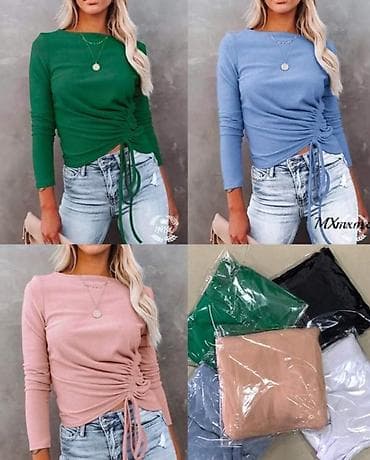 Bluze sa trakom za nabiranje. Bez,krem