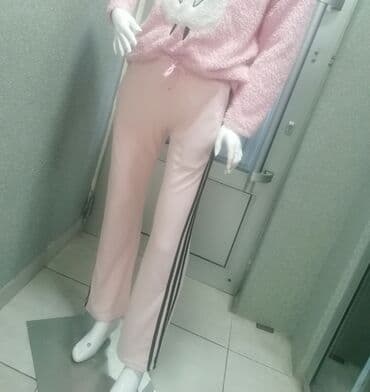 prugaste pantalone: Adidas, M, Prugasti, bоја - Roze — 2