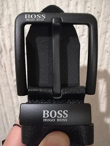narandzasti kais: Novi muski kozni markirani kais Hugo Boss sa crnom snalom. Zemlja — 2