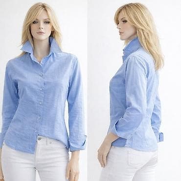 Men's Clothing: Ženska košulja – svetloplava - Klasničan model sa kragnom i dugmadima — 3