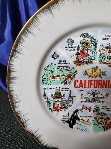 testik za vodu: Tanjir vintaz za na zid porcelanski Kalifornija. Tanjir perfektan sa — 7