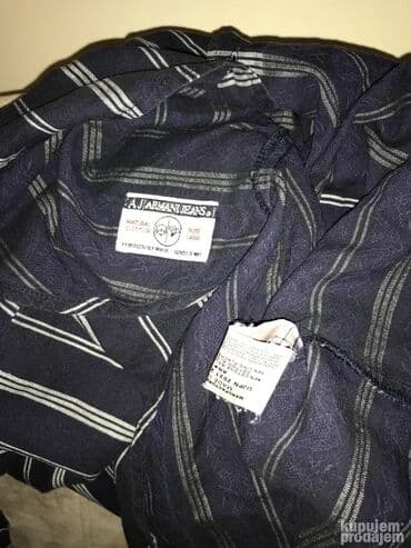 Trousers: Shirt Short sleeves, L, Giorgio Armani, color - Blue, Cotton — 4