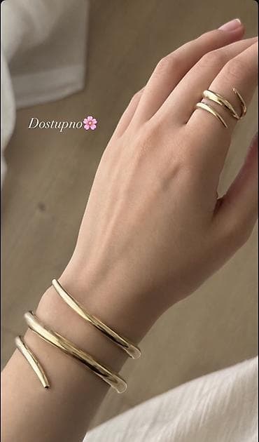 nakit pandora: Minimalistički set nakita – zlatni ton - Dizajn: elegantne, glatke — 1