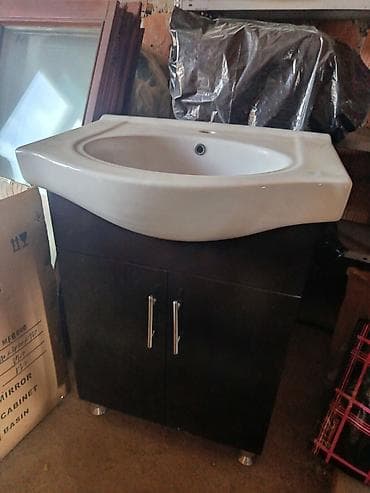 Ormarić za kupatilo sa umivaonikom - Komplet: keramički umivaonik sa