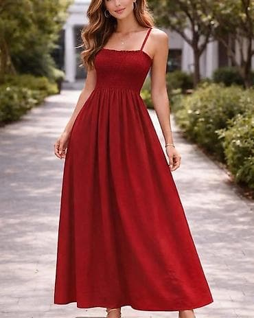 boho haljine bele: Duga letnja haljina na tanke bretele - Kroj: maxi dužina sa A-krojem; — 5