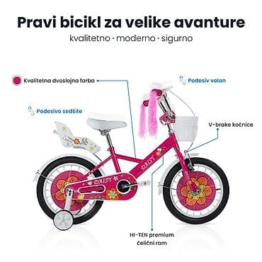 Dečiji bicikli: Dečija bicikla 16'' Daisy roze – elegantan i jednostavan bicikl za — 1