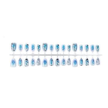 set za negu noktiju: Set presovanih noktiju – Nail Art kolekcija “Ice Blue Chrome” - — 3