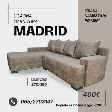 stilski namestaj za dnevne sobe: Ugaona garnitura "Madrid" Krajnjih dimenzija 270x180 Dvosed se izvlaci — 3