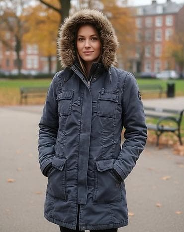 edc jakne: Ženska jakna, tamnoplava - Dužina do sredine butine, kroj koji prati — 2