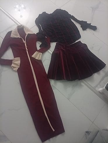 sweatshirt h: Komplet bordo odeće – tri komada - Duga uska haljina do članaka u — 2