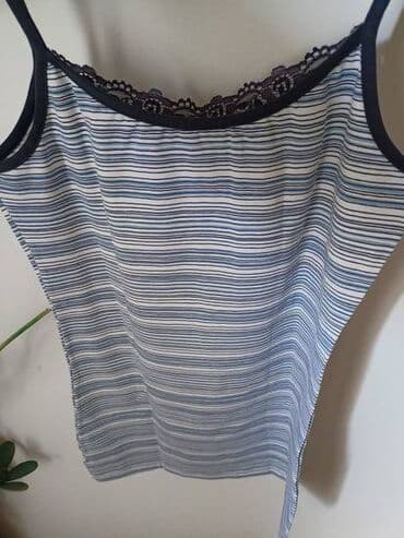crop top c a: L (EU 40), Cotton, Stripes, color - Light blue — 4