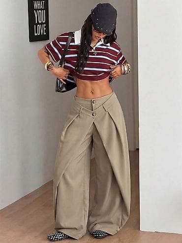 kp haljine: Ženske pantalone širokog kroja sa preklopom – statement model 2400din — 5