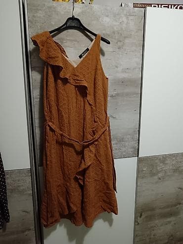 zensko: Haljina u boji terakote (karamel/ćilibar), od pamučne broderije — 1