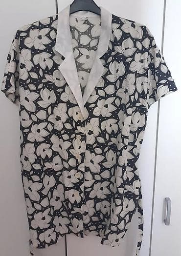 mona košulje ženske: Ženska bluza kratkih rukava sa cvetnim dezenom i pojasom za vezivanje — 1