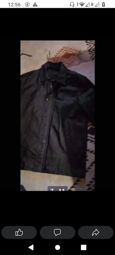 Coat, 2XL (EU 56), color - Black, Leather