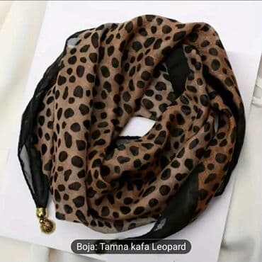 Kape i aksesoari: Šal/pašmina sa leopard dezenom – boja: tamna kafa (Leopard) - — 1