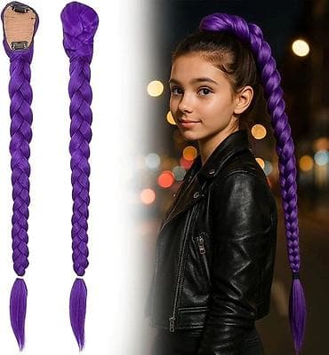 Perike i klipse: Ljubičasta pletenica u obliku konjskog repa koja se pričvršćuje — 1