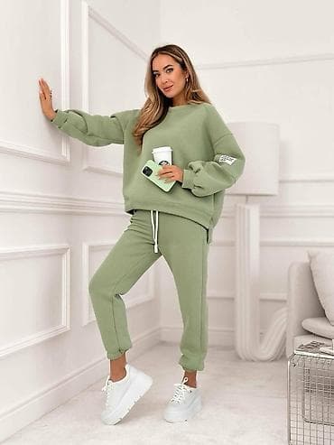 trenerke tek flis: Ženski komplet trenerke – duks + donji deo - Kroj: opušten, oversized — 2