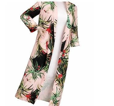 mantil haljine: Ženski kimono/lagani mantil sa tropskim printom - Dužina: midi (ispod — 1