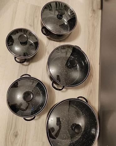 Elegantni SERPI crni emajl set – 5 delova ✨ Kuvanje sa stilom!