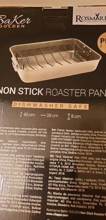 forma ideale donji kuhinjski elementi: ROSMARINO-BAKER GOLDEN NON STIK ROASTEN PAN VISINA 140 -8CM DUZINA — 3
