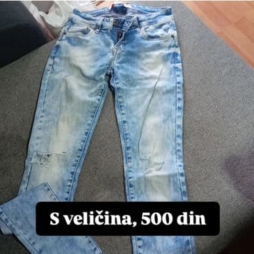 Donji delovi trenerke: Ženske farmerke, svetlo plave boje sa izblajhanim efektom i blagim — 1