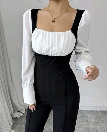 crne perike: ❤️❤️Elegantni ženski kombinezon u crno‑beloj kombinaciji.
🔥1900 din — 5