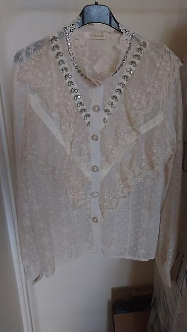 za kosu: Romantična čipkana bluza MONIQUE univerzalna za S do L - Boja: nežna — 1