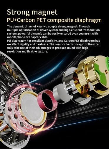 mini pojacala za gitaru: KBEAR Xuanwu žičane in-ear slušalice - Dinamički drajver prečnika 8 — 3
