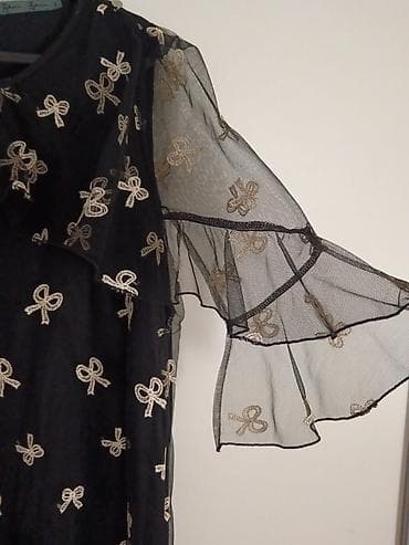 haljina s: Ps fashion Elegantna crna haljina sa zlatnim vezenim mašnama - Brend — 3