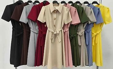 dzemper sa srcima: Ženska košulja-haljina sa kratkim rukavima i A-krojem - Model — 5