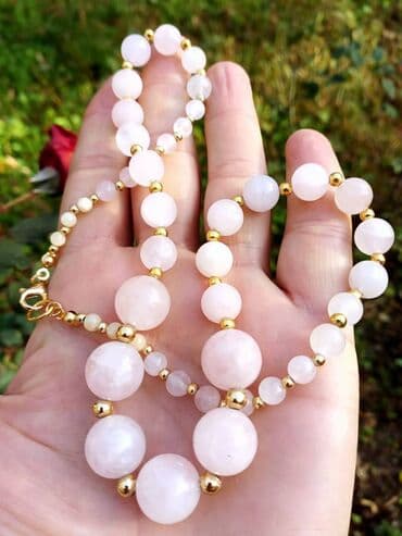 Jewellery sets: Ogrlica Rozenkvarc 2 Ogrlica od Rozenkvarca, poludragi kamen — 2