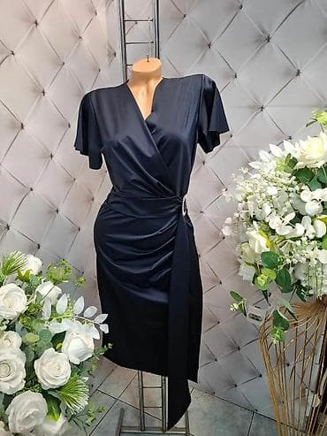 haljine na preklop: Elegantna midi haljina sa preklopom i asimetričnim pojasom - Kroj — 3
