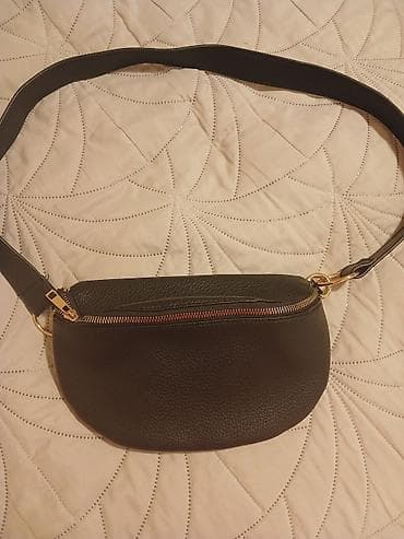 brojanica za bebe: Crna torbica preko ramena/struka (belt bag/bum bag) od teksturirane — 8