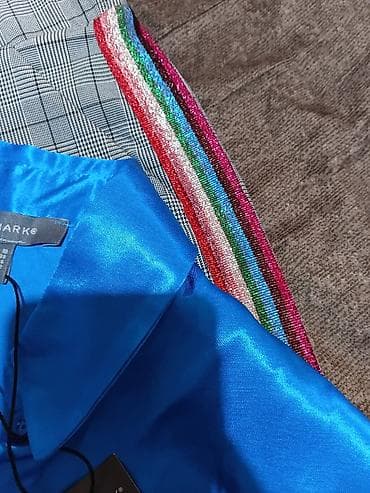 zara haljina s: Komplet – satenska košulja + karirane pantalone sa šljokičastim — 6