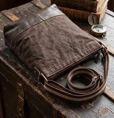 original stvari: Torba preko ramena – platno i koža, vintage dizajn - Materijal — 1