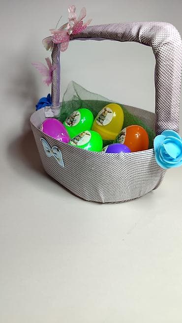 Rasveta: Uskršnja korpa sa ukrasnim jajima - Ručno dekorisana korpica u — 3