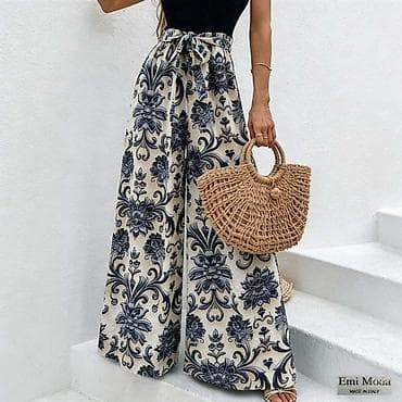 Pantalone: Ženske pantalone širokih nogavica duzina do poda. Visoki struk sa — 1