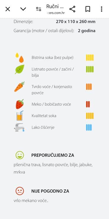 tanjiri od arkopala: Ručni sokovnik prvenstveno za lisnato povrće a može i srednje čvsće — 4