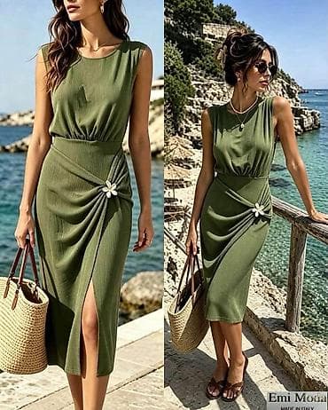 bunda s: Elegantna midi letnja haljina Emi Moda – Made in Italy - Kroj: bez — 5