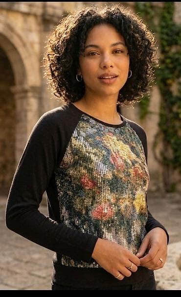 nike air d: Ženska bluza/džemper sa dugim rukavima i šljokičastim prednjim panelom — 1