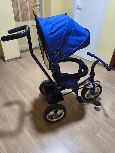 oprema za tekvondo za decu: Dečji tricikl sa rukohvatom za guranje - Boja: plava - Podesiva — 1