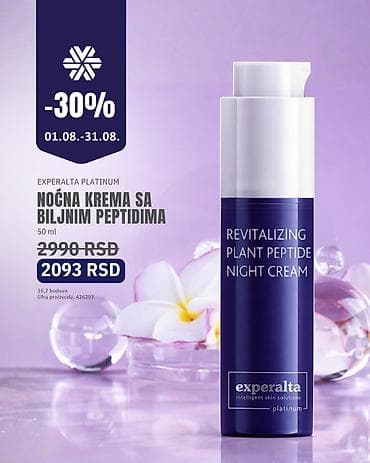 Revitalizujuća noćna krema sa biljnim peptidima – Experalta Platinum