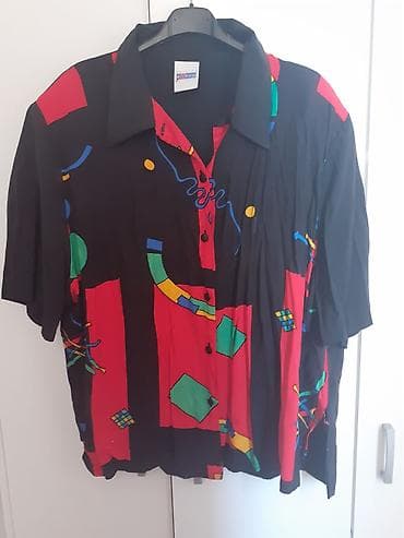 Košulje: Vintage košulja sa kratkim rukavima – šareni geometrijski print - — 1