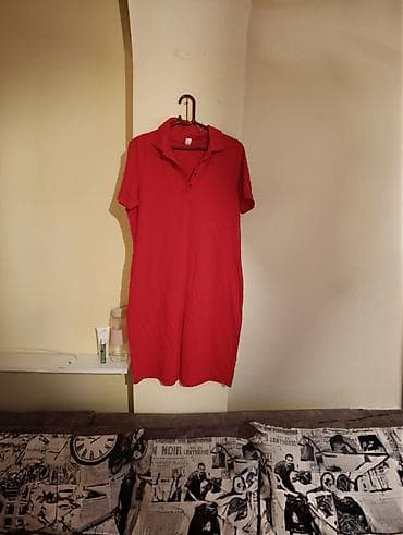 letnje svecane haljine: Crvena polo haljina/dugačka polo majica - Model: klasična polo kragna — 1