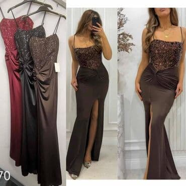 letnje haljine sa dugim rukavima: Elegantna duga večernja haljina sa šljokičastim korsetom - Model — 4