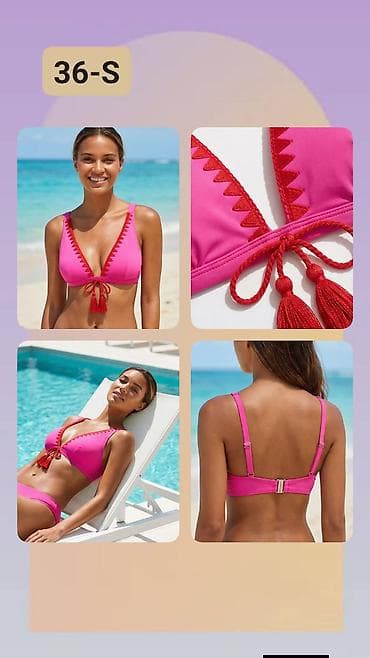stikle sa platformom: Bikini set – veličina 36/S - Boja: intenzivno roze sa crvenim — 1