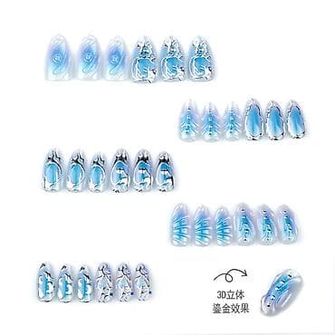 set za negu noktiju: Set presovanih noktiju – Nail Art kolekcija “Ice Blue Chrome” - — 4
